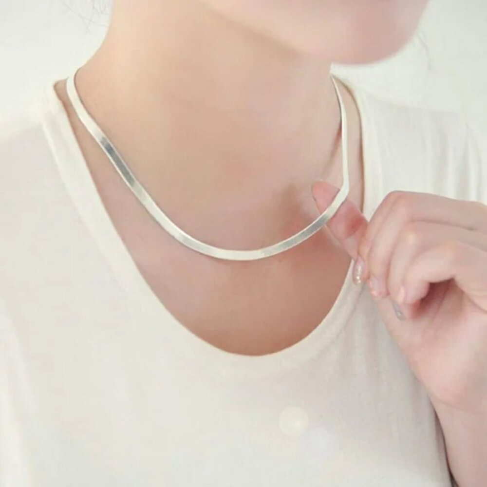 NWT Unisex Silver Flat Snake Blade Chain 20in / 50cm